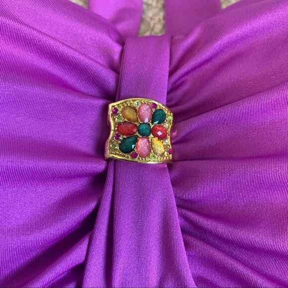 Aqua La Vie En Rose purple gem jewelled tankini bikini Sz L - Picture 6 of 9